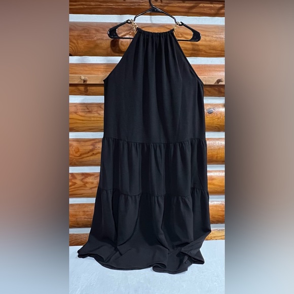 Michael Kors Tiered Black Dress with gold accents on collar Women’s Xlarge‎ - Picture 3 of 3